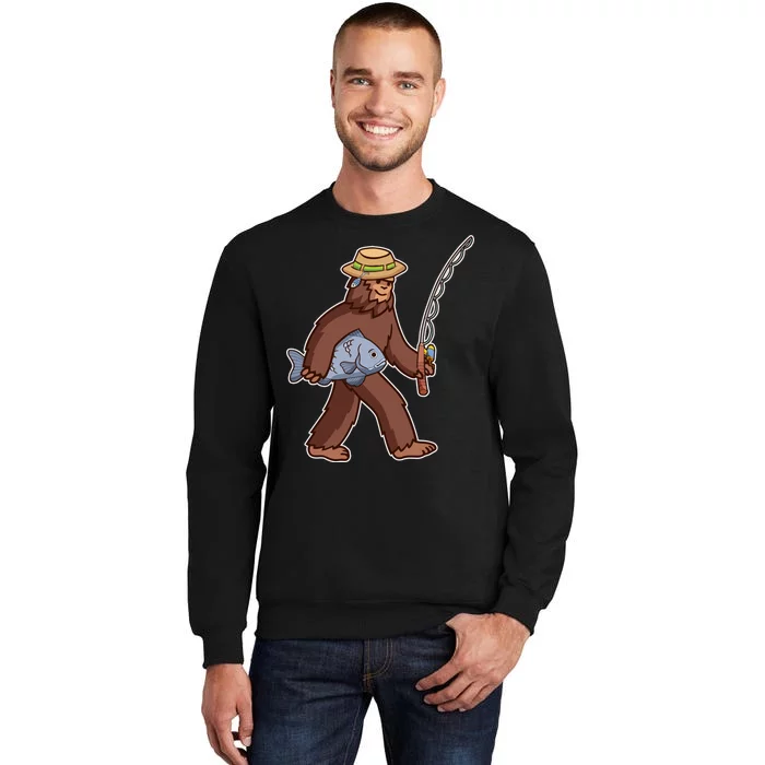 Sasquatch Gone Fishing Tall Sweatshirt