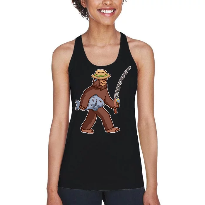 Sasquatch Gone Fishing Women's Racerback Tank