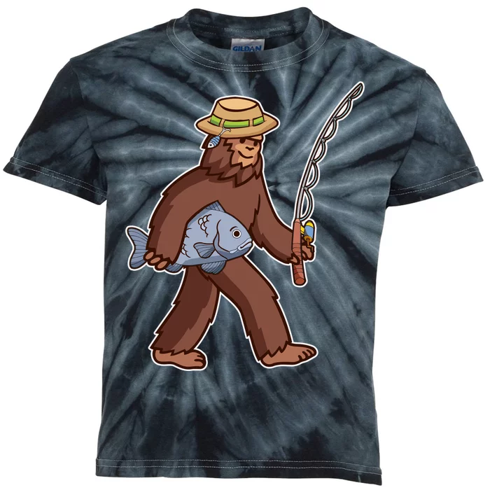 Sasquatch Gone Fishing Kids Tie-Dye T-Shirt