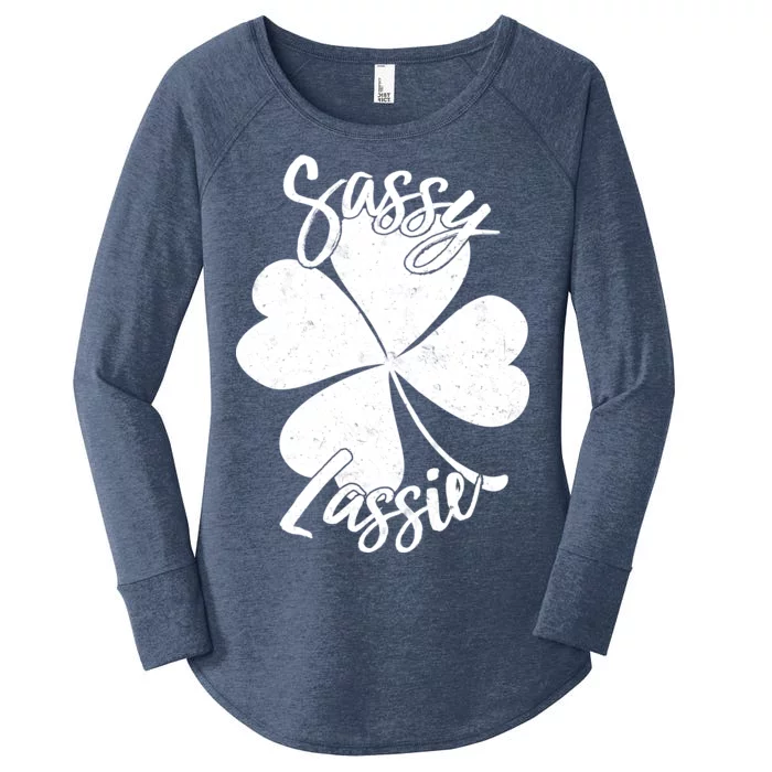 Sassy Lassie Irish Clover St. Patrick's Day Women's Perfect Tri Tunic Long Sleeve Shirt