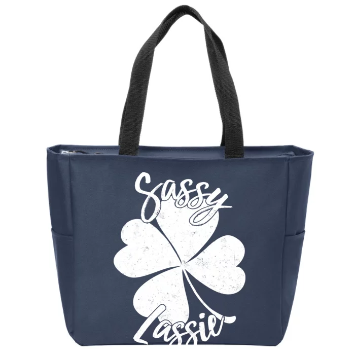 Sassy Lassie Irish Clover St. Patrick's Day Zip Tote Bag