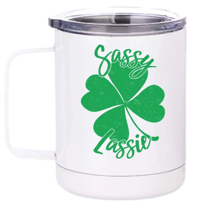 Sassy Lassie Irish Clover St. Patrick's Day Front & Back 12oz Stainless Steel Tumbler Cup