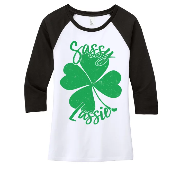 Sassy Lassie Irish Clover St. Patrick's Day Women's Tri-Blend 3/4-Sleeve Raglan Shirt