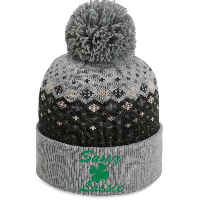 Sassy Lassy Irish Clover St. Patricks Day The Baniff Cuffed Pom Beanie