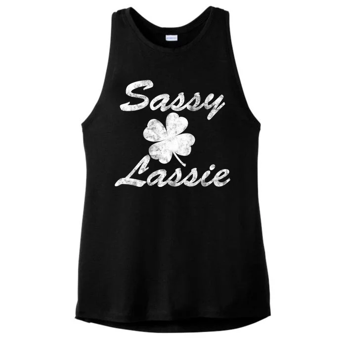 Sassy Lassy Irish Clover St. Patricks Day Ladies Tri-Blend Wicking Tank