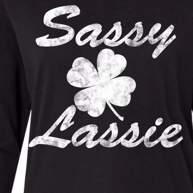 Sassy Lassy Irish Clover St. Patricks Day Womens Cotton Relaxed Long Sleeve T-Shirt