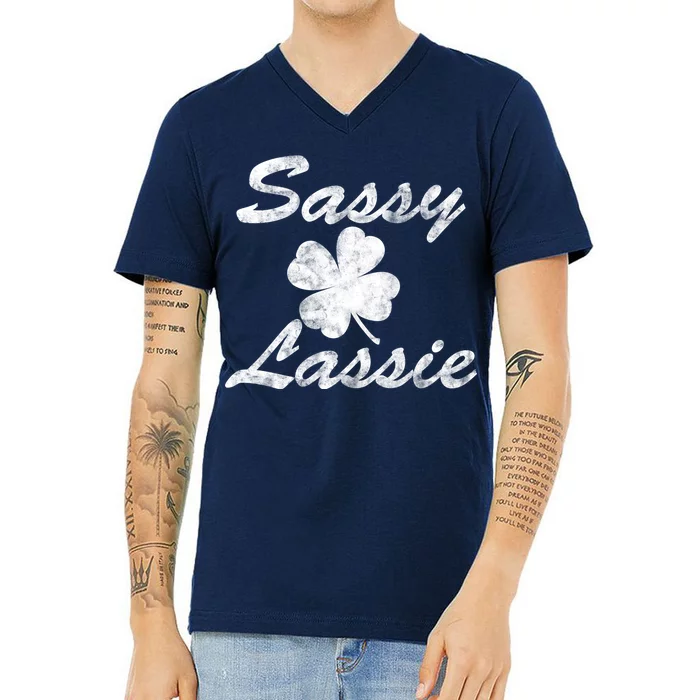 Sassy Lassy Irish Clover St. Patricks Day V-Neck T-Shirt