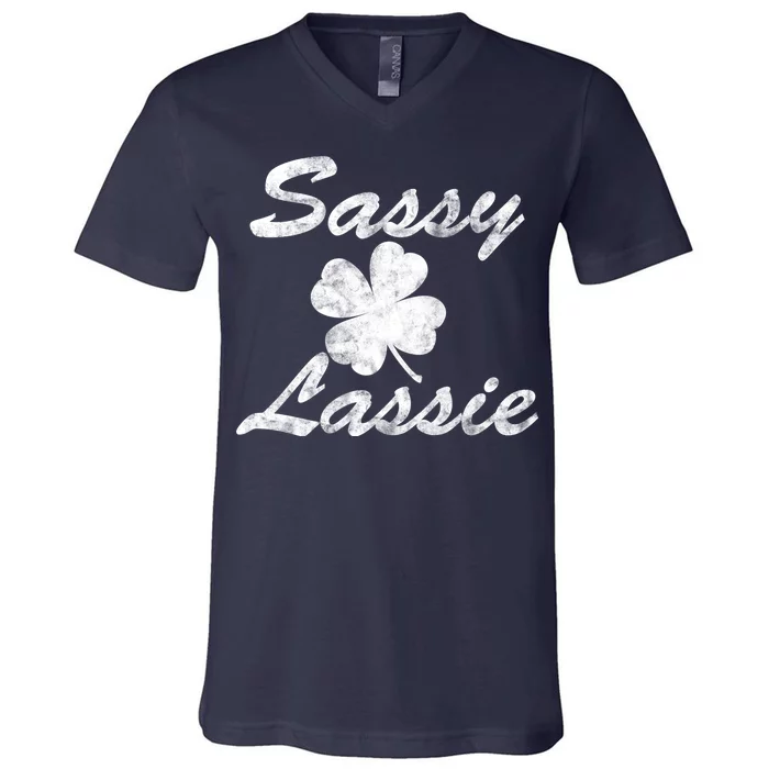 Sassy Lassy Irish Clover St. Patricks Day V-Neck T-Shirt