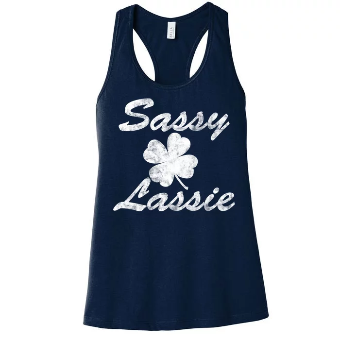 Sassy Lassy Irish Clover St. Patricks Day Women's Racerback Tank