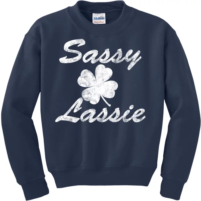 Sassy Lassy Irish Clover St. Patricks Day Kids Sweatshirt