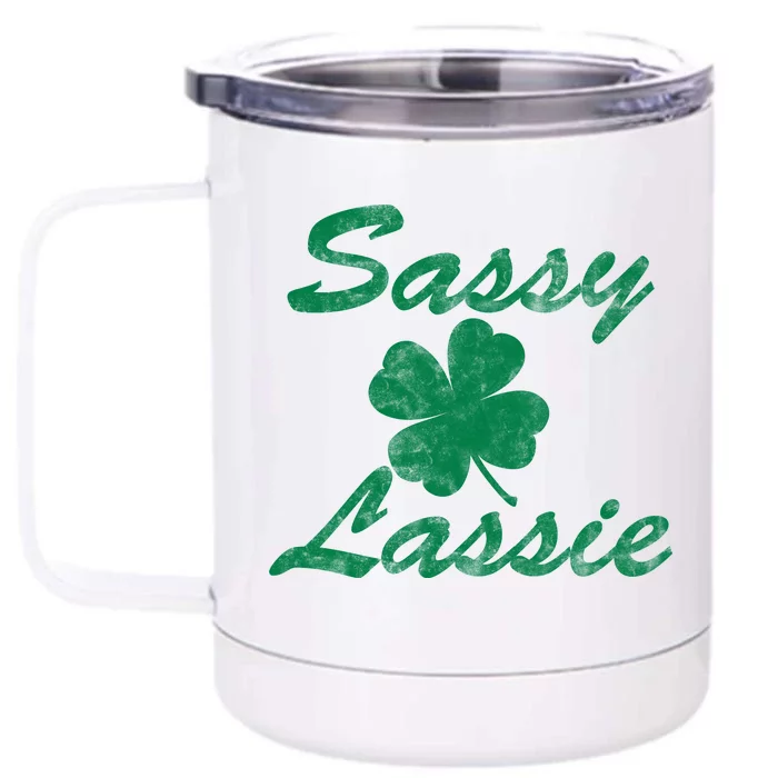 Sassy Lassy Irish Clover St. Patricks Day Front & Back 12oz Stainless Steel Tumbler Cup