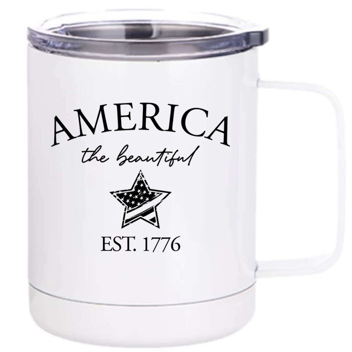 Star America The Beautiful Est 1776 We Love America Cute Gift Front & Back 12oz Stainless Steel Tumbler Cup