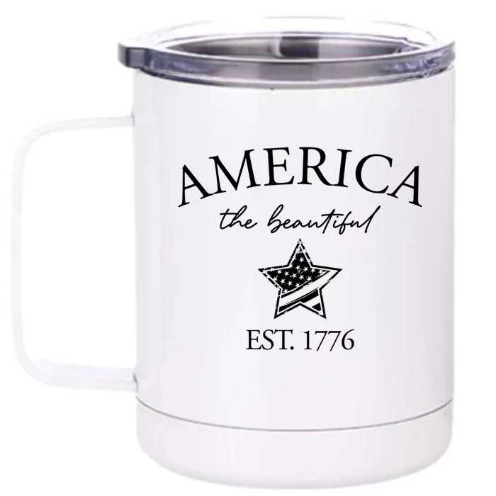 Star America The Beautiful Est 1776 We Love America Cute Gift Front & Back 12oz Stainless Steel Tumbler Cup