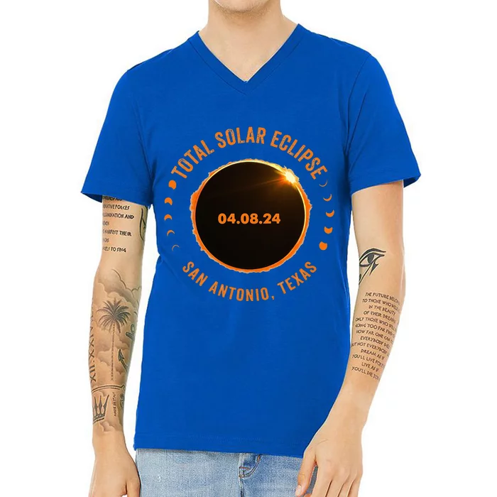 San Antonio Texas State Solar Eclipse 2024 V-Neck T-Shirt