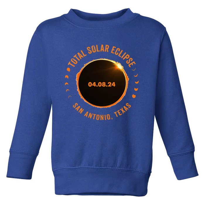 San Antonio Texas State Solar Eclipse 2024 Toddler Sweatshirt