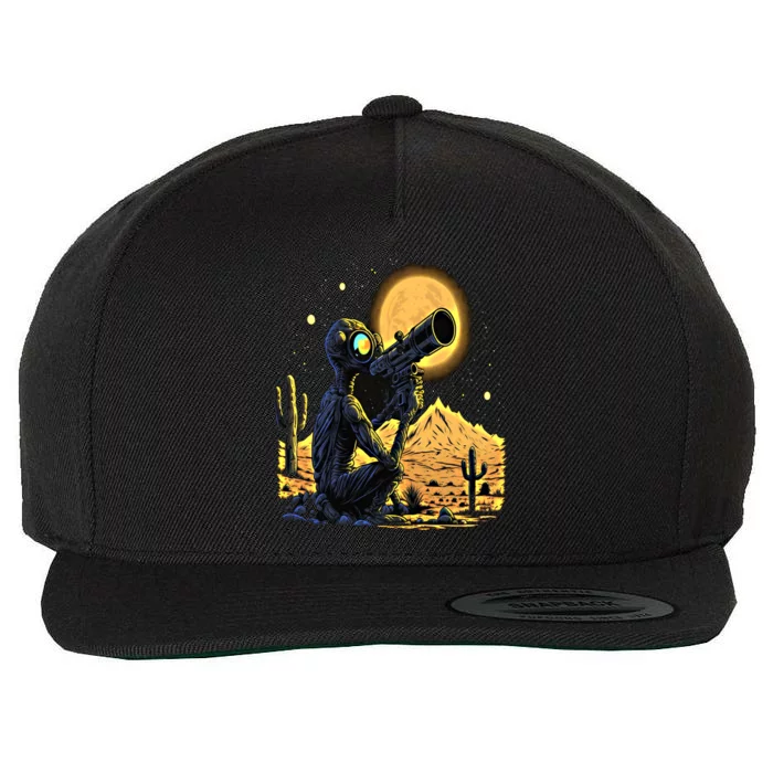 Space Alien Telescope Planets Astronomy Space Meaningful Gift Wool Snapback Cap