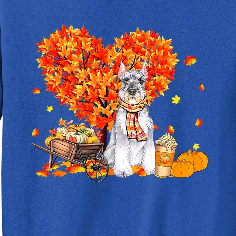 Schnauzer Autumn Tree Fall Leaves Pumpkin Dog Lover Gift Tall Sweatshirt