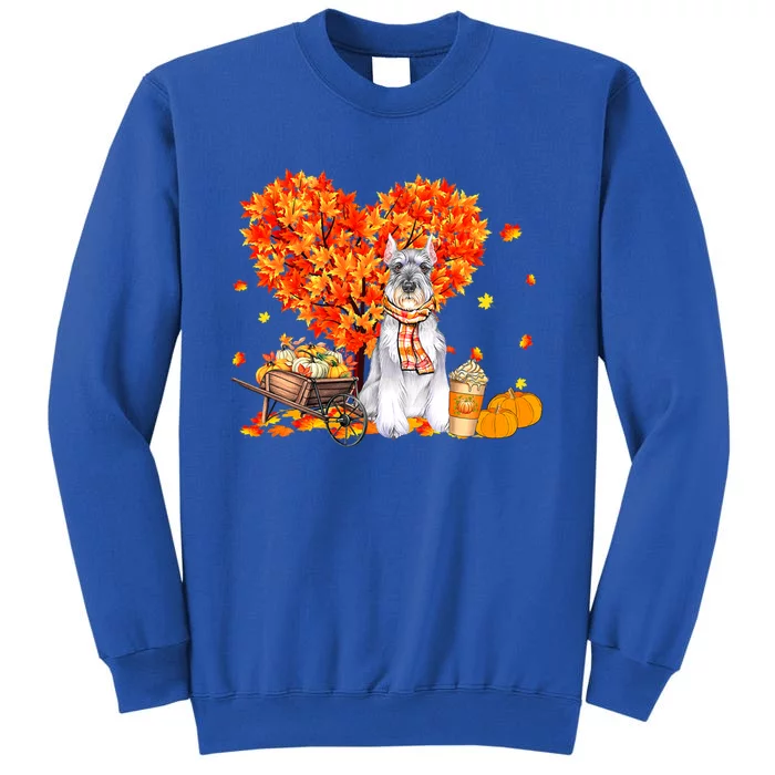 Schnauzer Autumn Tree Fall Leaves Pumpkin Dog Lover Gift Tall Sweatshirt