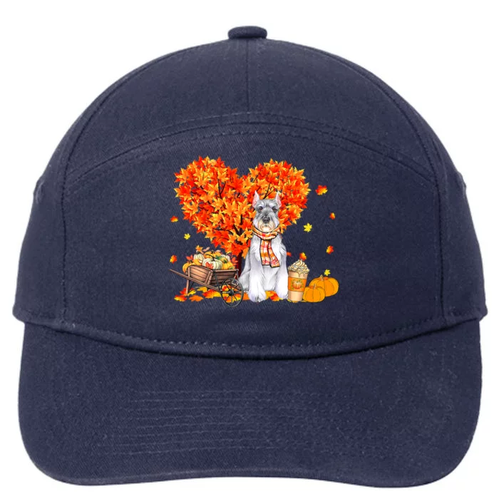 Schnauzer Autumn Tree Fall Leaves Pumpkin Dog Lover Gift 7-Panel Snapback Hat