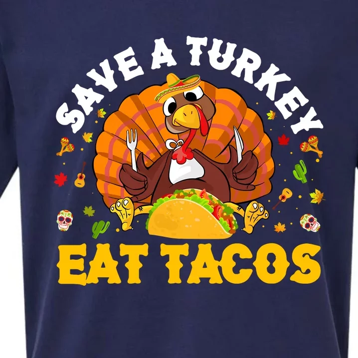 Save A Turkey Eat Tacos Thanksgiving Sombrero Turkey Taco Sueded Cloud Jersey T-Shirt