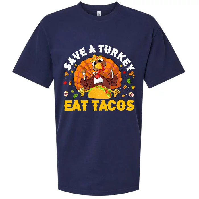 Save A Turkey Eat Tacos Thanksgiving Sombrero Turkey Taco Sueded Cloud Jersey T-Shirt