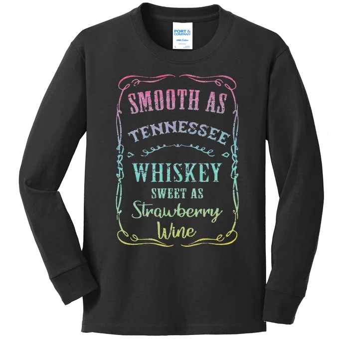 Smooth as Tennessee Whiskey Funny Humour Tee Vacation Kids Long Sleeve Shirt