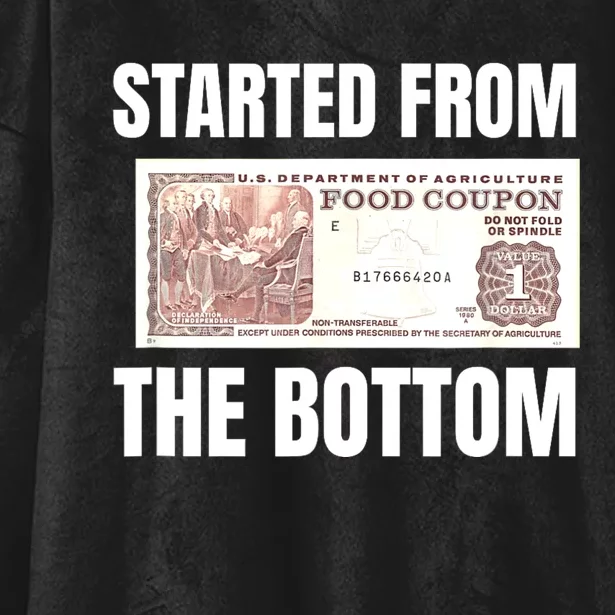 Started At The Bottom Funny Food Stamp 80s 90s Kids Know Hooded Wearable Blanket