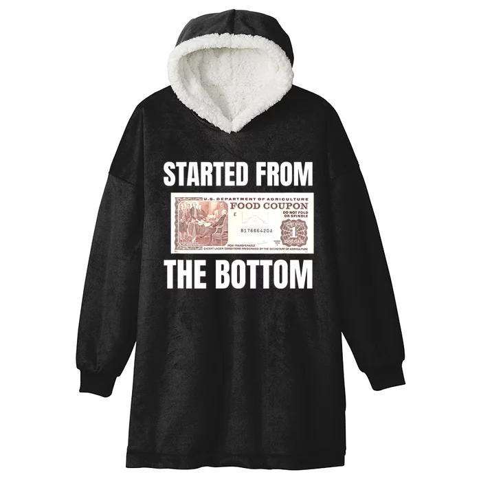 Started At The Bottom Funny Food Stamp 80s 90s Kids Know Hooded Wearable Blanket