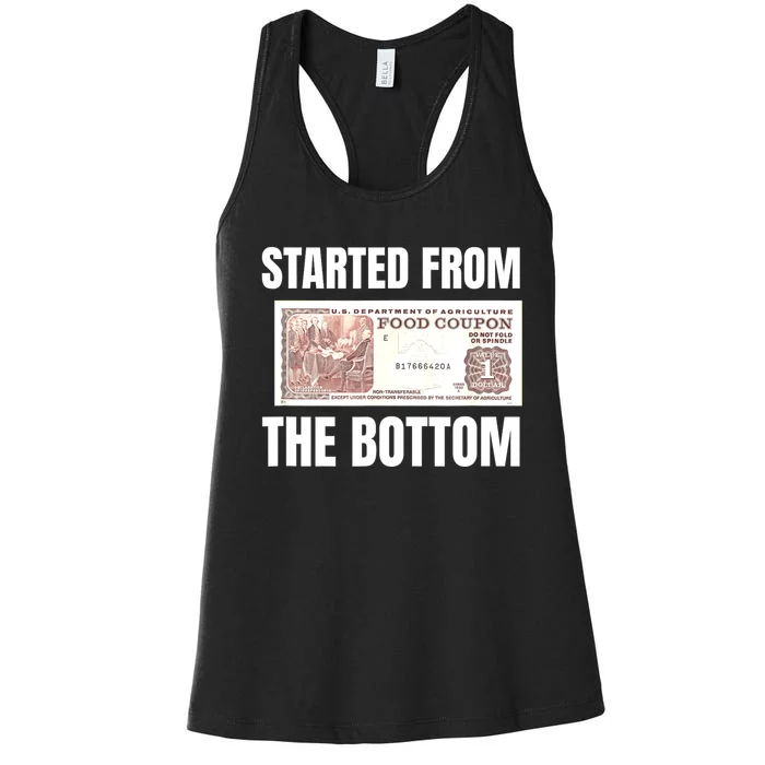 Started At The Bottom Funny Food Stamp 80s 90s Kids Know Women's Racerback Tank