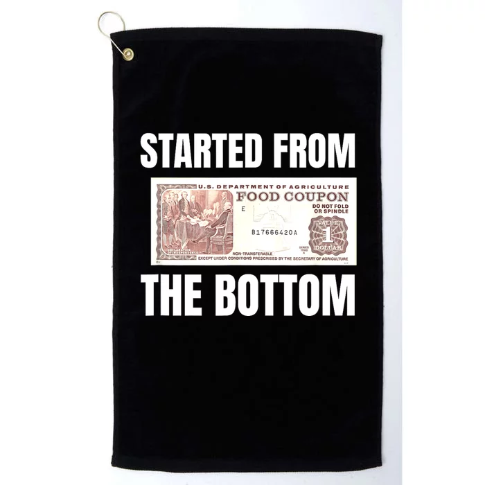 Started At The Bottom Funny Food Stamp 80s 90s Kids Know Platinum Collection Golf Towel