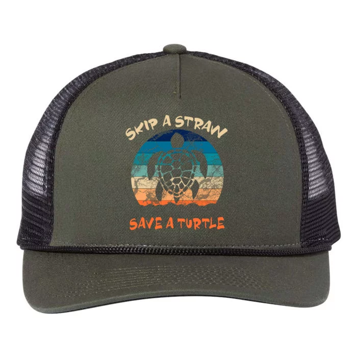 Save A Turtle Skip A Straw Turtles Tee Gift Retro Rope Trucker Hat Cap