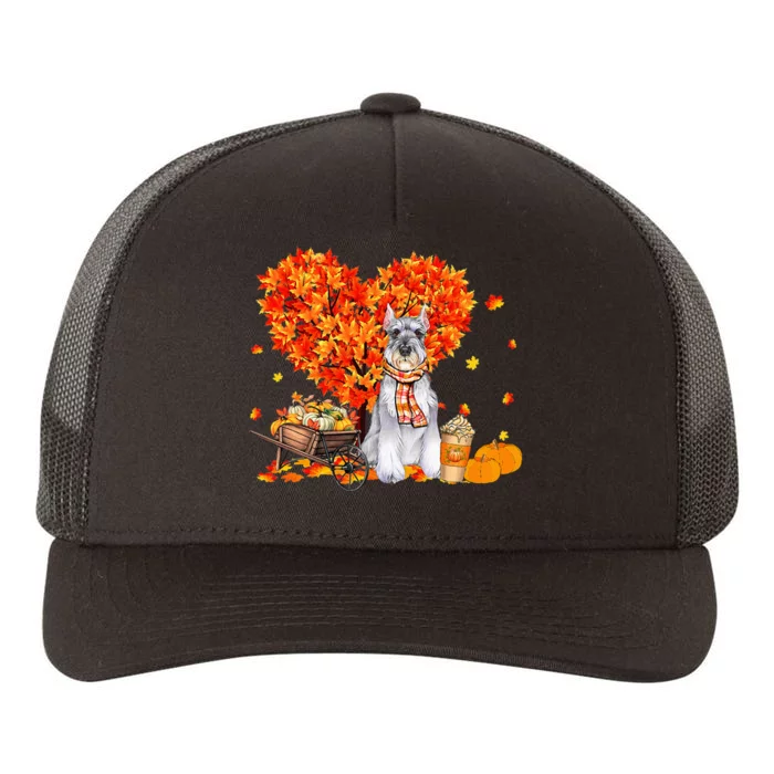 Schnauzer Autumn Tree Fall Leaves Pumpkin Dog Lover Yupoong Adult 5-Panel Trucker Hat