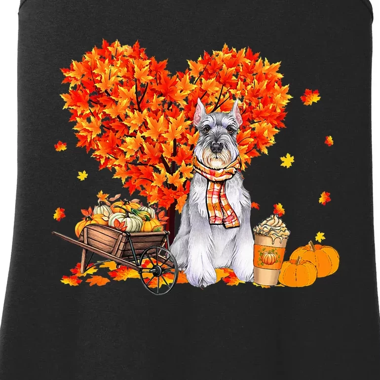 Schnauzer Autumn Tree Fall Leaves Pumpkin Dog Lover Ladies Essential Tank