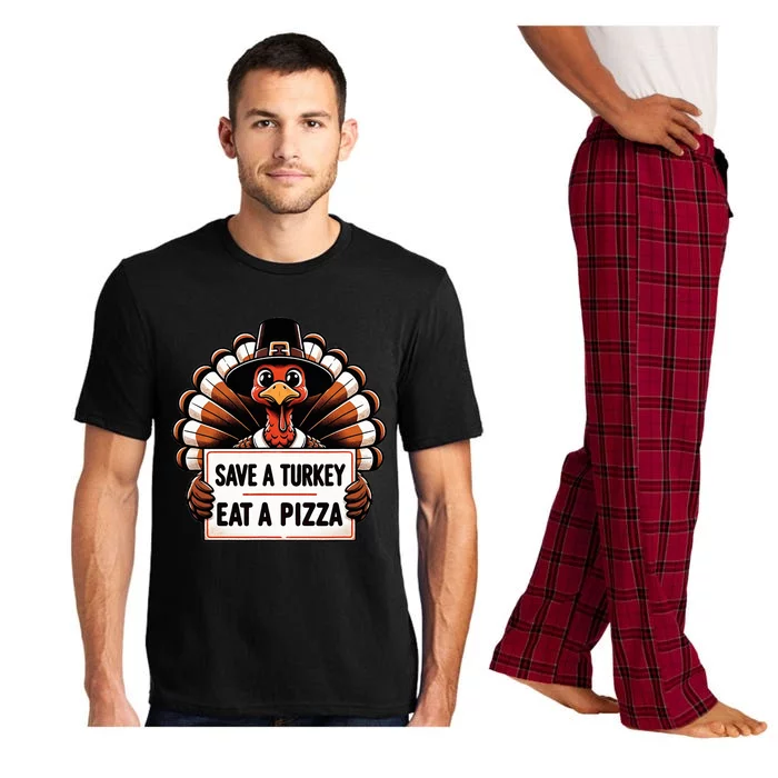 Save A Turkey Eat A Pizza Pilgrim Turkey Pajama Set