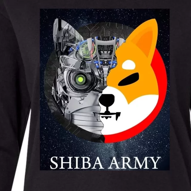 Shiba Army Terminator Dog Crypto Currency Meme Womens Cotton Relaxed Long Sleeve T-Shirt