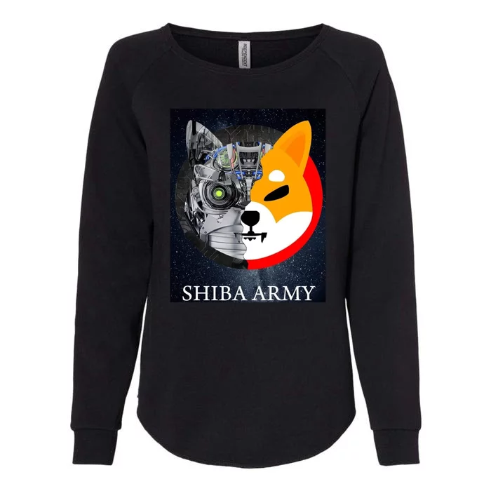 Shiba Army Terminator Dog Crypto Currency Meme Womens California Wash Sweatshirt