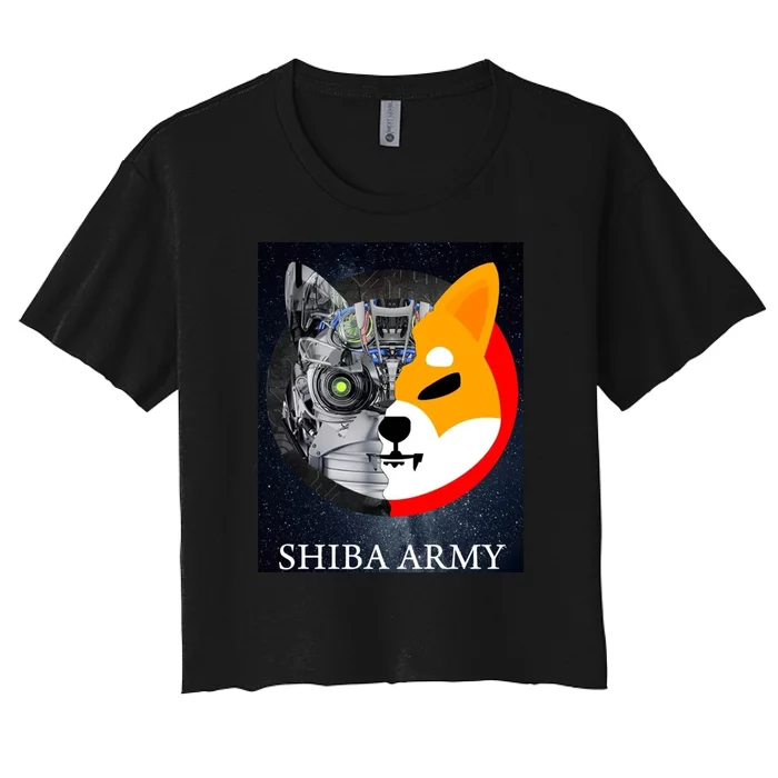 Shiba Army Terminator Dog Crypto Currency Meme Women's Crop Top Tee