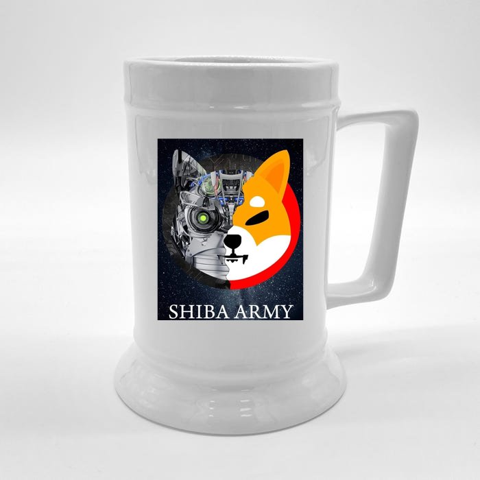 Shiba Army Terminator Dog Crypto Currency Meme Front & Back Beer Stein