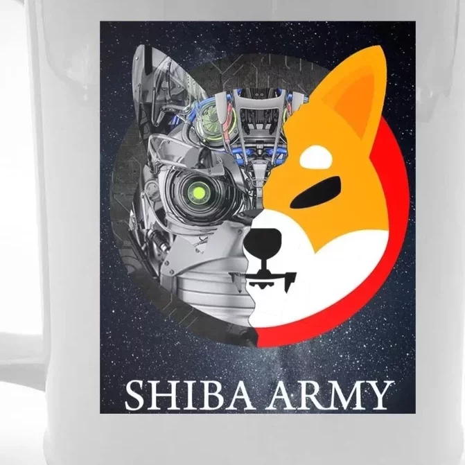 Shiba Army Terminator Dog Crypto Currency Meme Front & Back Beer Stein