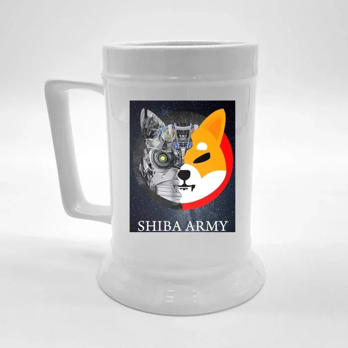 Shiba Army Terminator Dog Crypto Currency Meme Front & Back Beer Stein