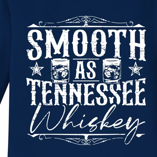 Smooth As Tennessee Whiskey Distressed Bourbon Baby Long Sleeve Bodysuit