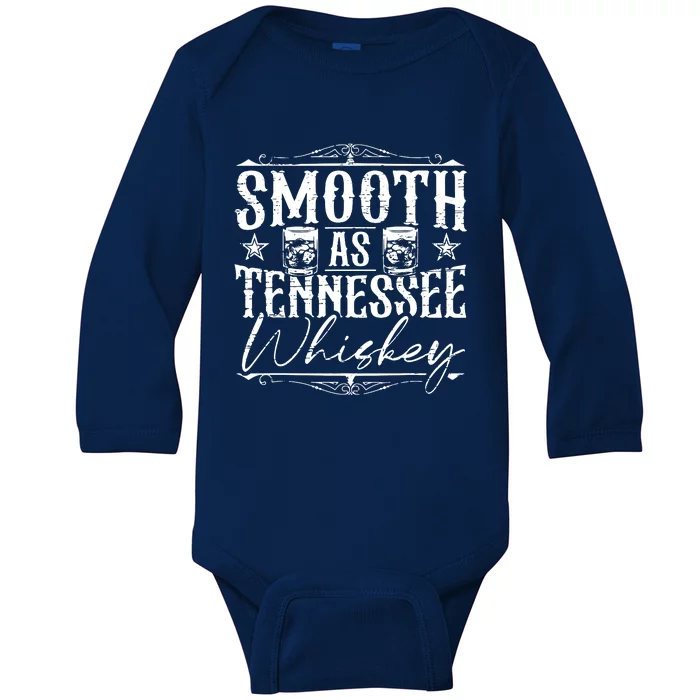 Smooth As Tennessee Whiskey Distressed Bourbon Baby Long Sleeve Bodysuit