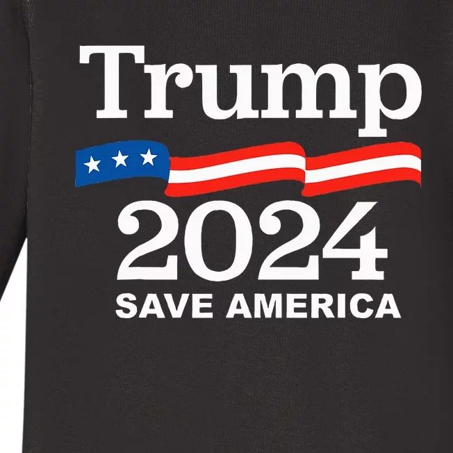 Save America Trump 2024 Baby Long Sleeve Bodysuit