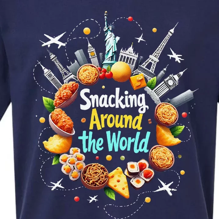 Snacking Around The World Fast Food Travel Traveler Foodie Sueded Cloud Jersey T-Shirt