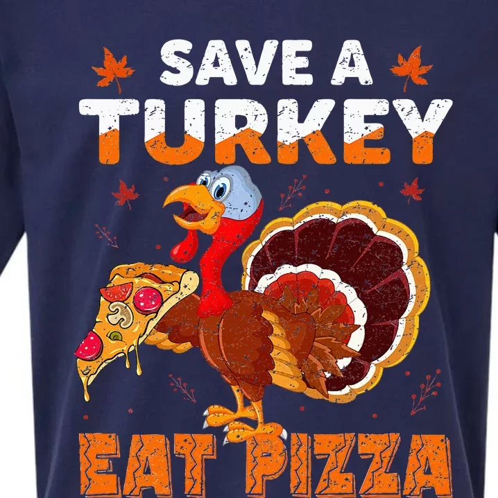 Save a turkey eat a pizza retro Thanksgiving costume Sueded Cloud Jersey T-Shirt