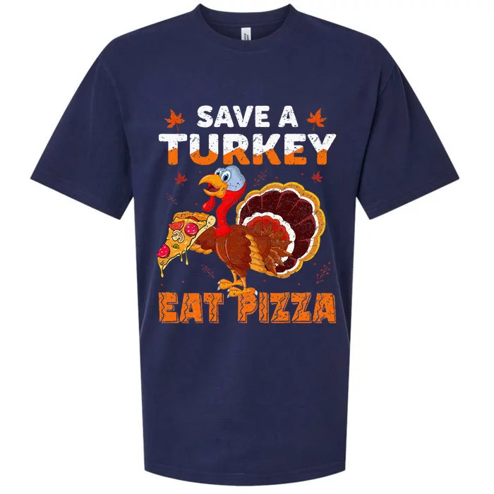 Save a turkey eat a pizza retro Thanksgiving costume Sueded Cloud Jersey T-Shirt