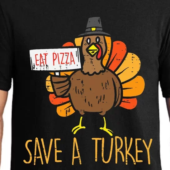 Save A Turkey Eat Pizza Funny Thanksgiving Pajama Set