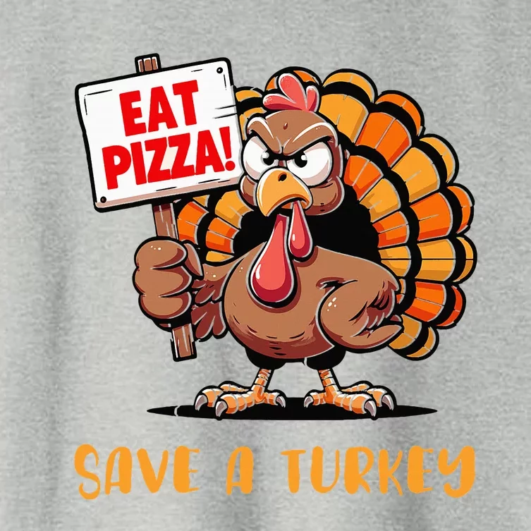 Save A Turkey Eat Pizza Autumn Thanksgiving Women's Crop Top Tee