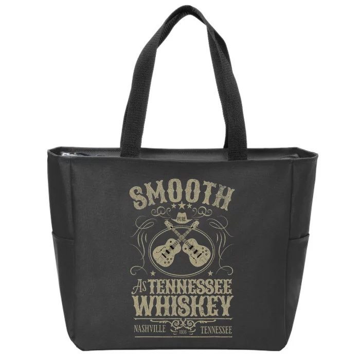 Smooth As Tennessee Whiskey Country Music Bourbon Vintage Zip Tote Bag