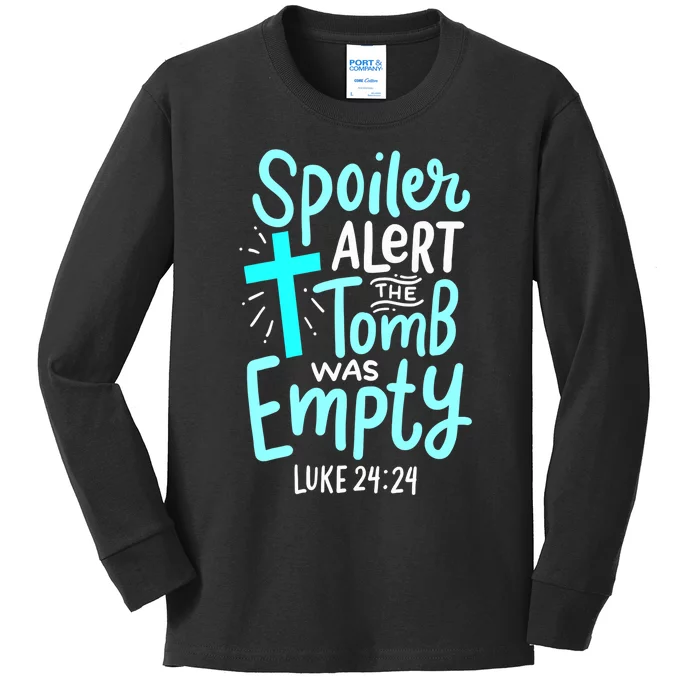 Spoiler Alert Tomb Was Empty Easter Religious Christian Gift Kids Long Sleeve Shirt